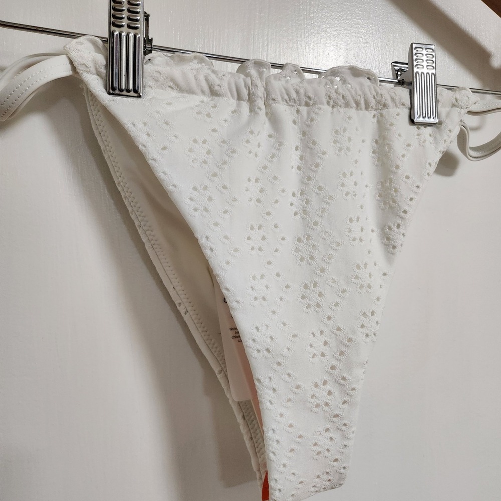 Mink Pink Harriet Eyelet Bikini Bottom White Size XS